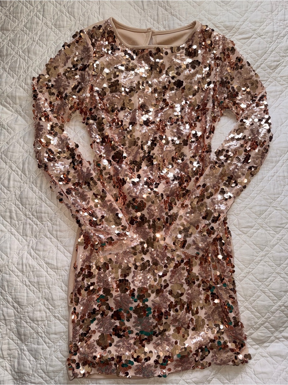 PrettylittleThing Rose Gold Sequin Mini Dress